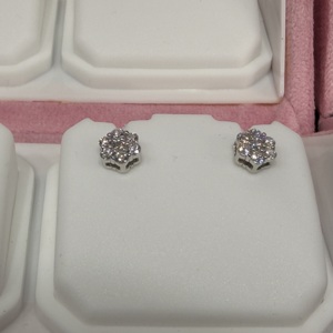 Gold 925 Sterling <b>Silver</b> Women Men Iced Flower Cluster Hip Hop Brilliant Cut Moissanite Channel <b>Set</b> IGI Certified <b>Stud</b> <b>Earrings</b> - Product Image 3
