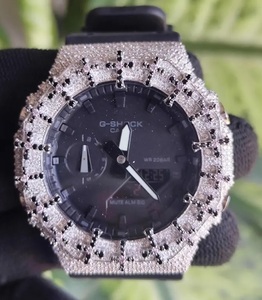 นาฬิกาข้อมือสีดำประดับเพชรแบบ Iced Out สไตล์ฮิปฮอป เครื่องประดับหรูหรา ประดับเพชรดำแบบ VVS - Product Image 4