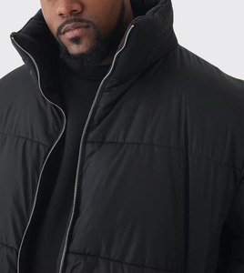 OEM Design Custom <b>Men</b> Outdoor Winter Cotton <b>Filled</b> Canvas Bomber <b>Jacket</b> with Hood Anti-Bacterial Front Logo - Product Image 3
