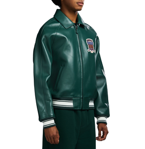 Veste en cuir AVIREX pour homme, veste AVIREX en soie/coton, personnalisée, imperméable, coupe-vent, col montant, hiver, fermeture avant - Product Image 3
