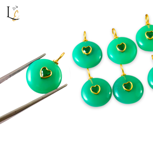 Pendentif en Chrysoprase Naturelle Ronde avec Incrustation de Zircon, Bijou en Argent Sterling 925, Breloques, Prix de Gros, Approvisionnement en Gros - Product Image 6