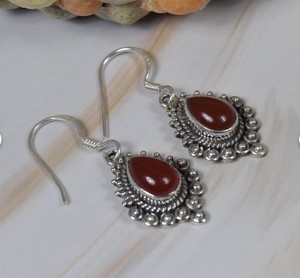 Wholesale Natural Carnelian <b>Earrings</b> 925 Sterling <b>Silver</b> Handmade Pear Shape Carnelian Drop <b>Dangle</b> <b>Earrings</b> Vintage Boho Fine - Product Image 1