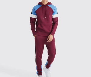 Conjunto Deportivo de Dos Piezas para Hombre, Sudadera con Capucha y Pantalones Deportivos, Estilo Urbano, con Bloques de Color, Logotipo Personalizado - Product Image 1