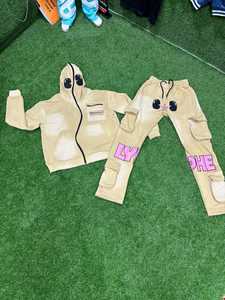 Conjunto Deportivo de Invierno Transpirable Personalizado, Pantalones Deportivos Holgados y Sudadera con Capucha, Múltiples Bolsillos, Cintura Elástica, Forro Polar - Product Image 1