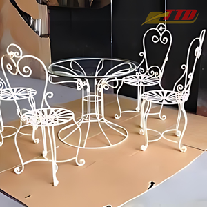 Modern Wrought Iron <b>Table</b> <b>Set</b> Decorative Outdoor Furniture with Iron Chairs for Patios and Garden Spaces - Product Image 6