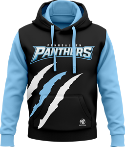 เสื้อฮู้ด Pennsauken Panthers สีดำ สีฟ้าอ่อน พิมพ์ลายแบบ Sublimation ทรงปกติ เสื้อสเวตเชิ้ตลำลองมีกระเป๋า - Product Image 1