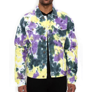 Chaqueta de mezclilla tie-dye para hombre fabricada en Pakistán, color personalizado, chaqueta de mezclilla tie-dye para hombre con logo personalizado, chaqueta de mezclilla para hombre - Product Image 3