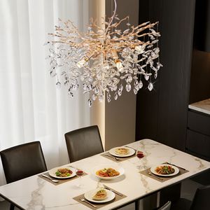 Lampadario Moderno a 6 Luci con Rami in Cristallo Dorato da 23,6 Pollici, Pendente Lungo per Sala da Pranzo - Product Image 3