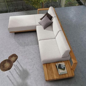 Modern L Shape Sectional <b>Sofa</b> <b>Set</b> With Wooden Frame And Fabric Cushions For Living Room - Product Image 1