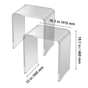 2 tavolini laterali a forma di C in lucite trasparente, tavolini in acrilico per bevande, cibo e snack, utilizzabili in soggiorno e camera da letto - Tavolini da caffè - Product Image 5