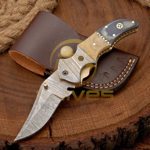 Handmade Damascus Steel Hunting <b>Knife</b> With Micarta <b>Handle</b> Drop Point Blade Fixed Blade Outdoor Survival <b>Knife</b> - Product Image 2