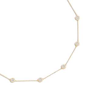 14K Gold Bezel Set Diamond Station <b>Necklace</b> 18 Inches Multi Stone Diamond By Yard Layering Choker Chains Wholesale Factory Price - Product Image 4