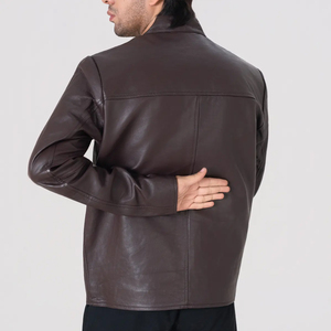 Icon by Gilani <b>Men</b>’s Chocolate <b>Brown</b> Biker <b>Leather</b> <b>Jacket</b> - Product Image 4