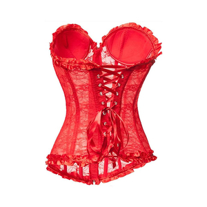 Corsé de satén transpirable para mujer, top bustier plisado con encaje, tallas grandes, faja moldeadora sin costuras para adelgazar y dar forma al cuerpo - Product Image 2