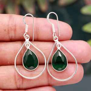 Boucles d'oreilles en diopside vert, argent sterling 925, pierre précieuse naturelle, bijoux faits à la main pour femmes, vente en gros - Product Image 5