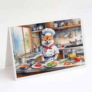 Whimsical Shiba Inu the Chef A7 Tamaño 5x7 Tarjetas de notas en blanco Paquete de 8 con sobres para saludos - Product Image 1
