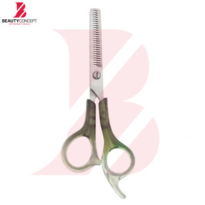 Tijeras de Entresacar Profesionales con Mango Transparente Verde, Dientes en V, para Corte de Cabello en Salón Profesional - Product Image 4