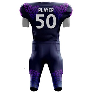 Maillot de football américain personnalisé respirant motif léopard violet, uniforme de sublimation, tenue d'équipe, vêtements de sport en polyester, OEM ODM Privé - Product Image 3