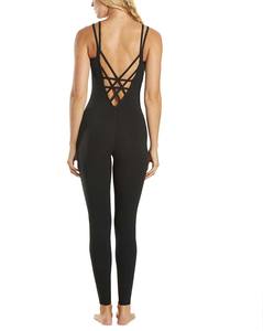 จั๊มสูทโยคะผู้หญิง สีดำ แขนกุด สายคู่ แบบ OEM บอดี้สูทออกกำลังกาย ยืดหยุ่น กระชับรูปร่าง ชุดออกกำลังกาย - Product Image 6