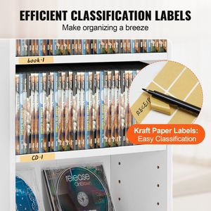 Mobiletto Portaoggetti a 5 Ripiani per Soggiorno, Scaffali Regolabili per CD, Contiene 240 CD e Protegge Film, Musica e Video - Product Image 5