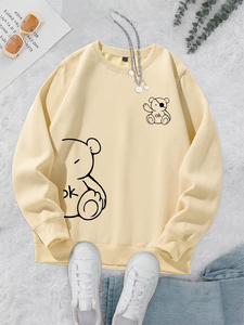 <b>Women</b> Hoodies New Quality Kawaii OK <b>Teddy</b> bear Printing Sweatshirts For <b>Women</b> Classic Retro Fashion Hoodies Fleece Warm Casual - Product Image 3