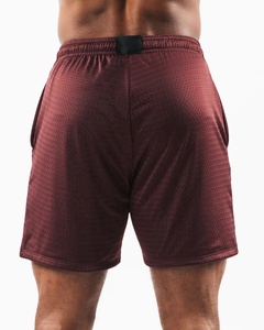 High Street Men's Custom Grappling Shorts Sports Wear Mid-<b>Thigh</b> Line Art 3D Mockup Solid Pattern Eco-Friendly Design 100% Cotton - Product Image 3