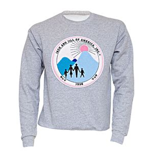 แจ็คแอนด์จิล คลาสสิค เชนิลล์ แพทช์ เสื้อสเวตเชิ้ตสีเทา คอกลม แขนยาว แบบสวม ลำลอง ยูนิเซ็กส์ ผ้าฟลีซ เหมาะสำหรับกิจกรรมครอบครัว - Product Image 1