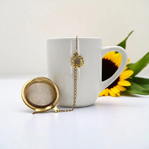 Multifunctional Strainer Mesh Design <b>Tea</b> <b>Infuser</b> Reasonable Price Brass Made Gold Color Kitchen Food Sieve with Sturdy Handle - Product Image 1