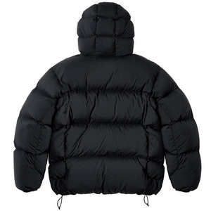 Parka Larga Impermeable de Lona para Hombre con Capucha, Negra, Casual, con Bolsillos Delanteros, Cierre de Cremallera con Logotipo, Forma de Calabaza, de Poliéster - Product Image 3