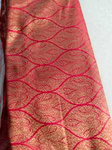 Tissu en polyester tissé, satin floral, tissu à motifs or rose pour vêtements, ameublement, décoration - Product Image 3