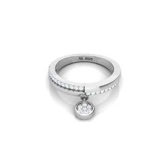 Hermoso anillo de plata 925 chapado en oro, adornado con simulación de diamante, para anillo de compromiso. - Product Image 2
