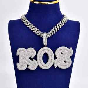 Colgante Personalizado de Hip Hop, Plata de Ley 925, con Diamantes Moissanite VVS que Pasan la Prueba, Colgante con Nombre en Letras - Product Image 4