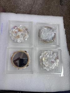 Modern Handmade Mother Pearl Flower Shape Decorative Glass <b>Wall</b> Mirror Stonecrafts International <b>MOP</b> Mirror for Entryway - Product Image 3