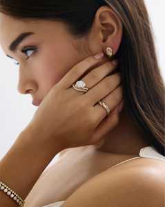 Diamond Wave Wedding Bands 14K 18K Solid Gold Curved Round Cut Lab Grown 2.5mm 3/4 Eternity <b>Stacking</b> Anniversary <b>Rings</b> Wholesale - Product Image 4