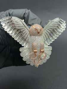 Pendentif en forme de hibou en moissanite, charme hip-hop pour les amoureux des animaux, pour bijoux fins en argent 925, pendentifs et breloques - Product Image 2