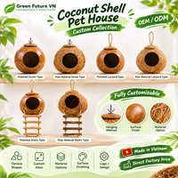 Nichoir écologique vietnamien en coque de noix de coco – Abri respirant et durable pour petits animaux et accessoire de jeu pour oiseaux et hamsters
