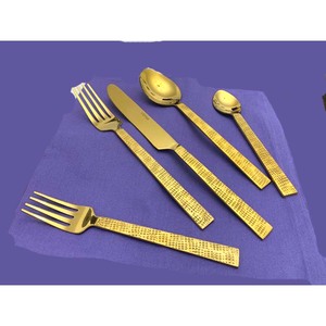 Juego de cubiertos de acero inoxidable de estilo vintage dorado de venta directa del fabricante, cubiertos resistentes para bodas, cuchillos, tenedores, cucharas - Product Image 6