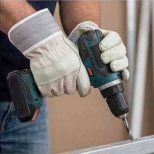 Gants de travail de sécurité en cuir de vachette grainé haute performance avec manchette caoutchoutée pour travaux lourds, haute résistance à l'abrasion - Product Image 2