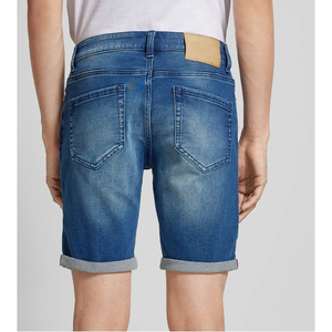 Unisex Mid Waist Solid Color Denim Bermuda Shorts Ripped Washed Casual Style Drawstring Closure 100% Cotton Breathable Front - Product Image 2