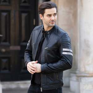Chaqueta de Cuero Genuino para Hombre, Chaqueta de Motociclista Profesional, Chaqueta de Cuero Vacuno Real de Alta Calidad con Logotipo Personalizado al por Mayor - Product Image 2