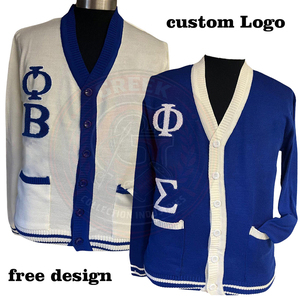 Cardigan pour homme avec logo en lettres grecques Phi Sigma PBS, en acrylique tricoté, col en V, manches longues avec fermeture boutonnée - Product Image 3