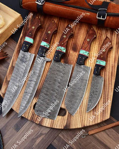 Juego de Cuchillos de Cocina de Acero de Damasco de Grado Industrial de Alta Calidad, 5 Piezas, Multiusos, con Mangos de Madera - Product Image 5