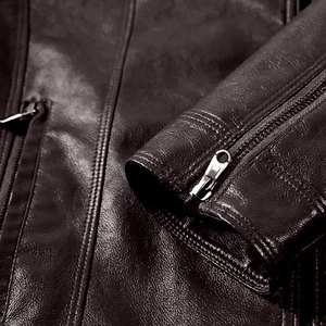 Custom Made OEM Service <b>High</b> Quality Men's Casual <b>Leather</b> Jacket Stand Collar Zipper Front Eco-Friendly Waterproof Winter <b>Top</b> - Product Image 3