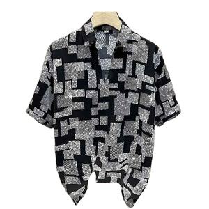 Moda de verano para hombre para polo con cuello en V de manga corta y media manga suelta impresa patrón 3D superior - Product Image 1