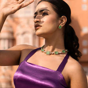 ชุดสร้อยคอและต่างหูพลอยสีเขียว เงินแท้ 925 เครื่องประดับชั้นดีสำหรับผู้หญิง เหมาะสำหรับงานหมั้นและงานปาร์ตี้ - Product Image 4