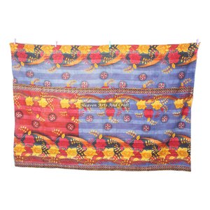 Vintage Indigo Kantha Quilt Handmade Indigo Kantha <b>Blanket</b> Sari Kantha Quilt Hand Stitching Indian Reversible Quilts Indian - Product Image 2