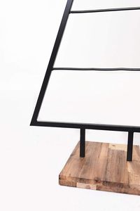 Metal Christmas <b>Tree</b> Decoration | Black Iron <b>Tree</b> <b>Stand</b> with Wooden Base | Holiday Home Decor - Product Image 2