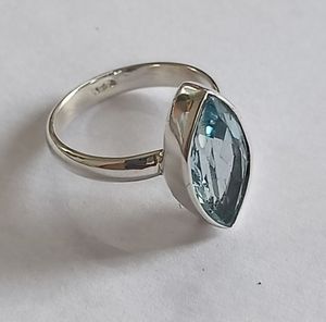 Blue Topaz Marquise <b>Ring</b> <b>925</b> Sterling <b>Silver</b> Handmade Promise Jewelry for Women gift Jewelry Bezel setting December Birthstone - Product Image 3