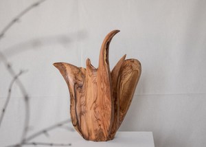 Handmade Olive Wood Vase: Large Sculptural Minimalist Home Decor - Product Image 3