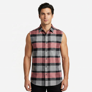 Custom <b>Men's</b> Sleeveless Plaid Flannel <b>Shirt</b> <b>Pink</b> Black Checkered Turn-Down Collar Casual Breathable 100% Cotton Spring Wear - Product Image 5